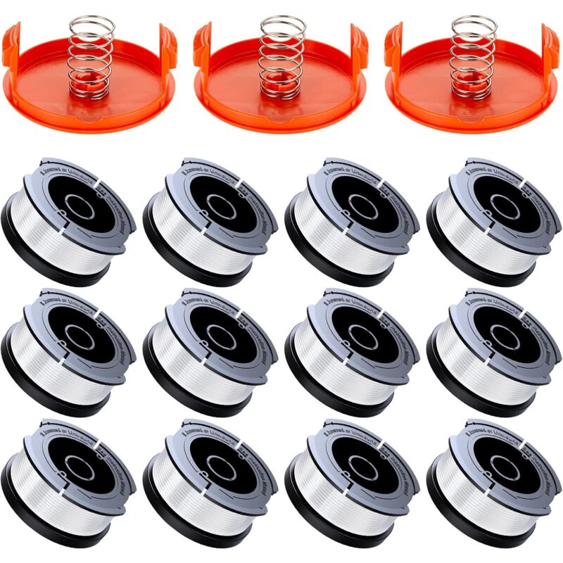 18 Pack Bobine Fil Coupe Bordure Black et Decker Coupe Bordures, 0.2cm Bobine de Fil Debroussailleuse(12 Fil Coupe Bordure,3 Couvercle,3 Ressort)