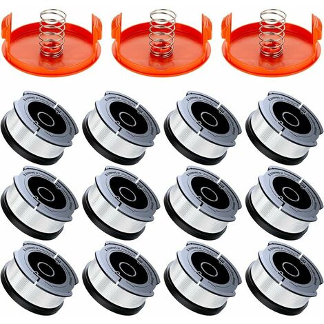 18 Pack Bobine Fil Coupe Bordure Black et Decker Coupe Bordures,  0.2cm Bobine de Fil Debroussailleuse(12 Fil Coupe Bordure,3 Couvercle,3 Ressort)