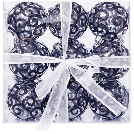 18 palline per albero di Natale, palline di Natale riempibili da 80 mm, palline ornamentali trasparenti in plastica nera