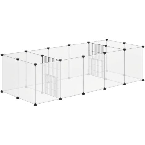 18-Panel Small Animal Cage, Pet Playpen, for Guinea Pigs, Hedgehogs - White