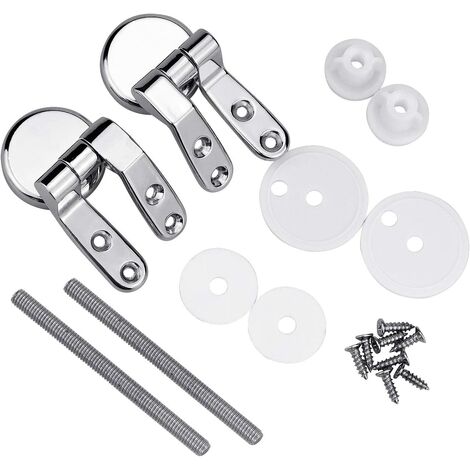 main image of "18 Piec & egrave; s Hinge Toilet Seat Fixings, Toilet Seat Fixing With Chrome Hinges Suitable for; Wooden, Metal or Plastic Toilets"