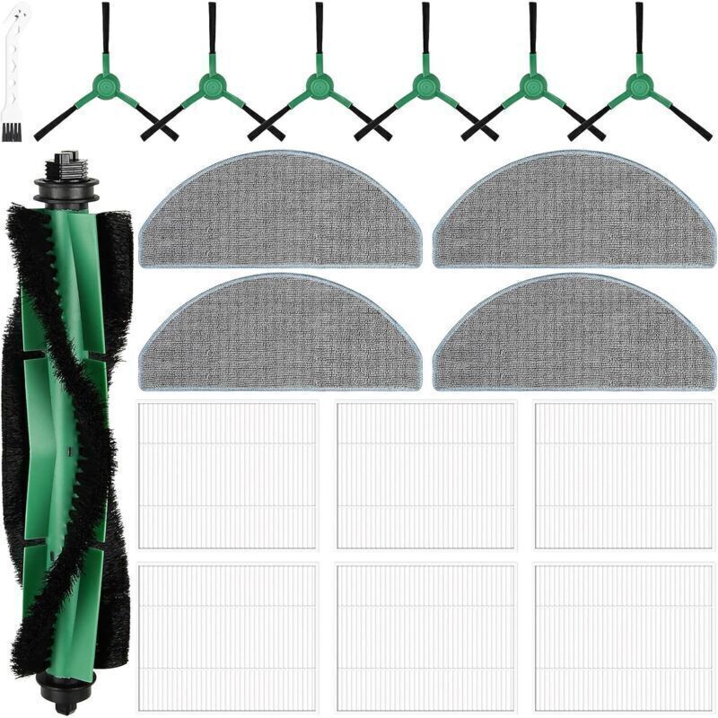 18-Piece Accessory Set for iRobot Roomba Combo Essential Vacuum Cleaners Y0110, Y0140, Y01420, Q0120, Q011, and Q052: 1 Roller Brush, 6 HEPA Filters,