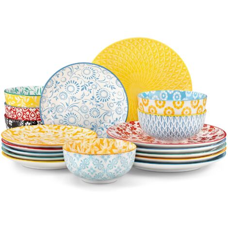 18-Piece Porcelain Dinner Set for 6 Microwave Dishwasher Safe Floral Design