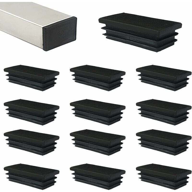 Alovez - 18 pièces 60 x 40mm Bouchon Plastique Embout Rectangle Carre Noir D'obturation pour Pieds de Meuble Trampoline pour Pieds de