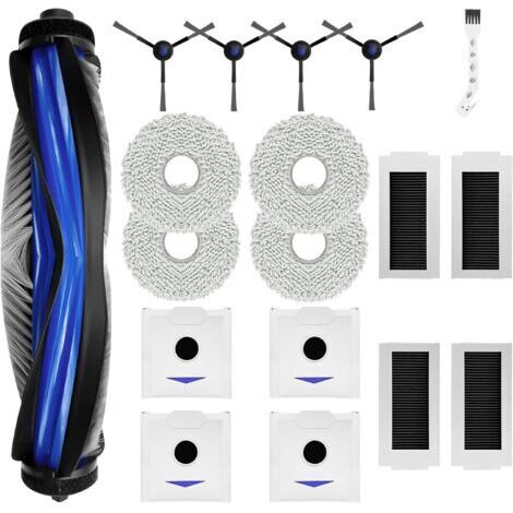18 Pièces Accessoires pour ECOVACS DEEBOT N30 PRO OMNI/ N30 OMNI, Pièces de Rechange 1 Brosse Principale, 4 Serpillières, 4 Sacs à Poussière, 4 Filtres HEPA, 4 Brosses Latérales,1 Brosse de Nettoyage