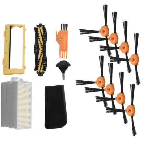 18 pièces Brosse latérale, brosse principale, cadre, couvercle, roue pivotante et filtre pour ECOVACS DEEBOT 600 601 605 710 N79 N
