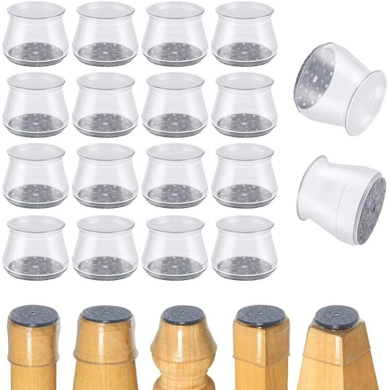 18 Pièces Embouts de Chaise en Silicone, Tapis de Protection des Pieds de Chaise, Tapis de Table Résistant À l'usure avec Feutre, pour Chaises