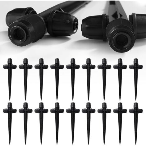 18 Pièces Goutteurs Réglables à 360 Degrés, Émetteurs Goutte à Goutte Réglables avec Verrou Barbelé pour Tuyaux de 1/4", Goutteurs d'eau d'irrigation, pour Système d'irrigation, Noir