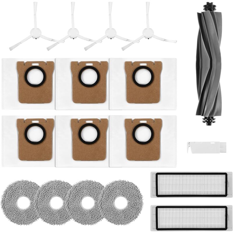 18 Pièces Kit d'accessoires pour Dreame L10s Ultra/ L10 Ultra Aspirateur, 1 x Brosse Principale, 2 x Filtres HEPA, 4 x Chiffon, 6 x Sacs à Poussière,