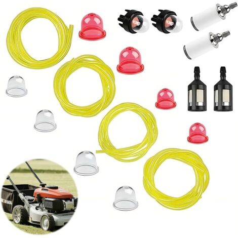 18 Pièces Kit de Tuyau de Carburant, Tuyaux d'Essence, Filtre à Essence, Ampoules D'Amorçage, Compatible pour Tondeuses, Souffleurs, Tronçonneuses et Autres Petits Moteurs