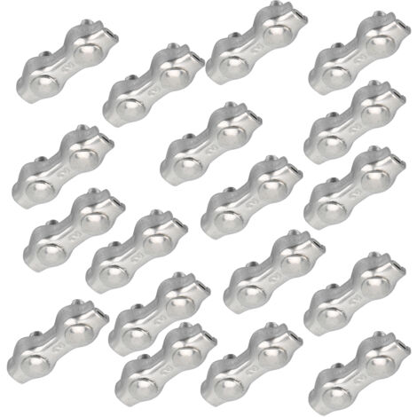 18 pièces M2 Doubles Serre-Câbles en Acier Inoxydable, Attaches pour Câbles en Corde Métallique Duplex