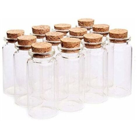 18 pièces mini bouteilles en verre de 10 ml pots d'échantillons avec bouchons, pots de bouteilles en verre d'échantillons vides de 10 ml, mini flacons avec bouchons pour la décoration de bricolage, pa