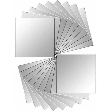 18 pièces miroir carreaux autocollant miroir autocollant miroir mural pour décoration murale argent 15 x 15 cm
