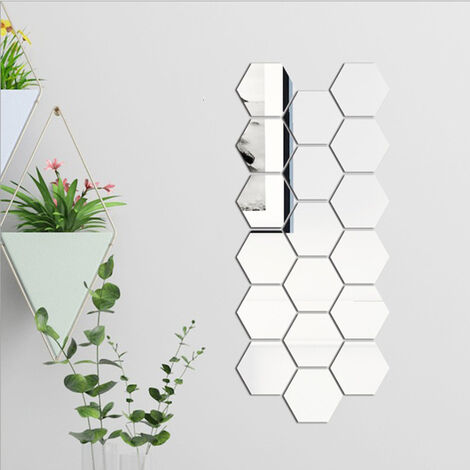 36 Pièces Miroir Acrylique Amovible Réglage Hexagone Sticker Mural  Autocollant Miroir en Nid d'Abeille pour