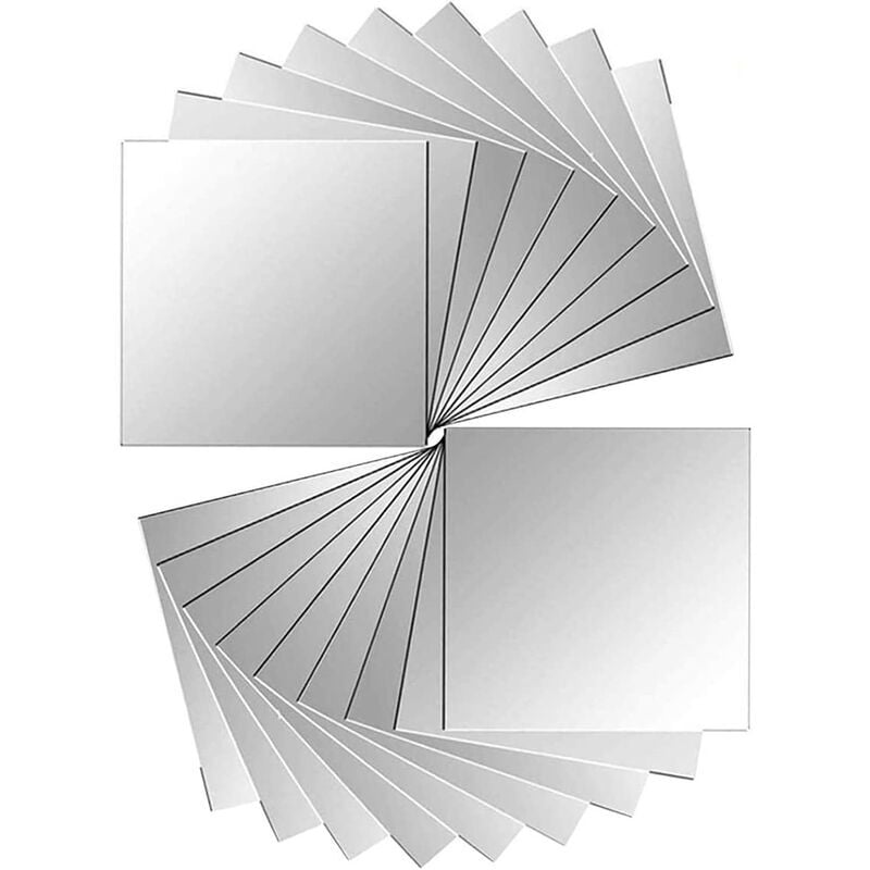 Soniatkia - 18 pieces mirror tile stickers mirror wall stickers for wall decoration silver 15 x 15 cm