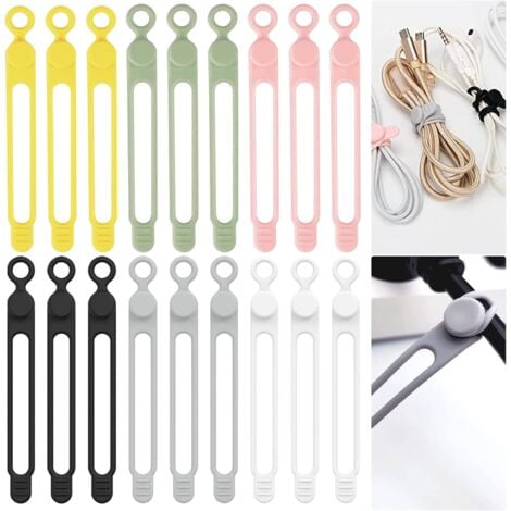 18 Pieces Silicone Cable Ties Reusable Cable Ties, Cable Ties, Silicone Cable Ties, Twist Ties, Cord Tie, Organizer Strap for Cords and Cable Management