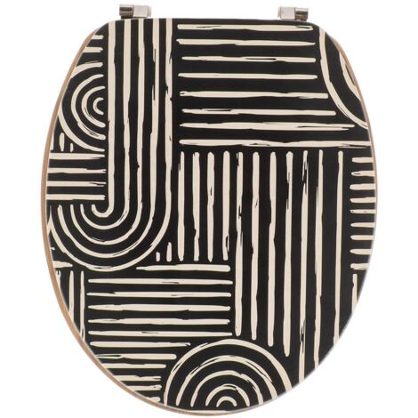 18 pulgadas mdf tapa del inodoro diseño impreso y el asiento de bambú sujetadores de acero inoxidable - vibraciones étnicas - Tendance