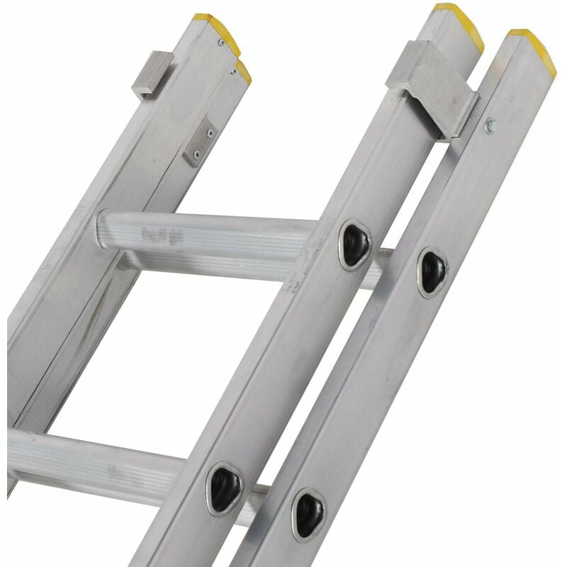 Loops - 18 Rung Aluminium Double Section Extension Ladders & Stabiliser Feet 2.5m 4m