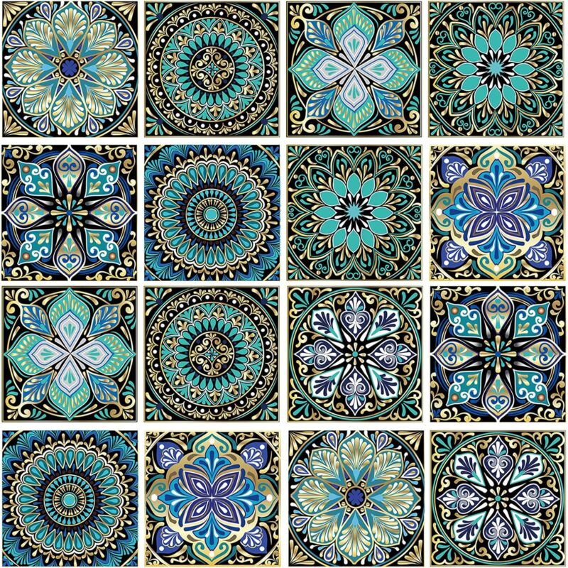 18 stickers muraux autocollants, 15x15 cm, stickers carrelage amovibles, stickers décoratifs imperméables pour cuisines et salles de bains.