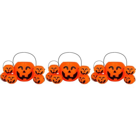18 Stk Halloween-kürbis-eimer Halter Für Kürbis Leckereien Halloween-kürbis-dekoration Halloween-schmuck Süßes Oder Saures Kürbis Mit Griff Halloween-körbe Partygeschirr Plastik