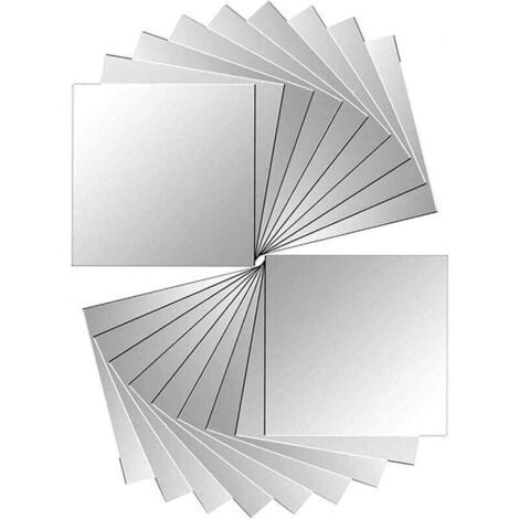 SONIATKIA 18 Stück Spiegelfliesen Aufkleber Spiegel Wandspiegelaufkleber für Wanddekoration Silber 15 x 15 cm