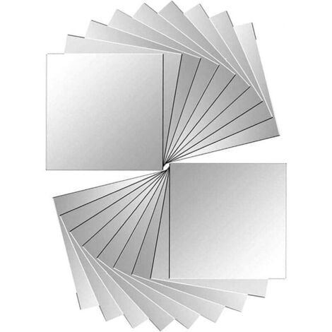 18 Stück Spiegelfliesen Aufkleber Spiegel Wandspiegelaufkleber für Wanddekoration Silber 15 x 15 cm