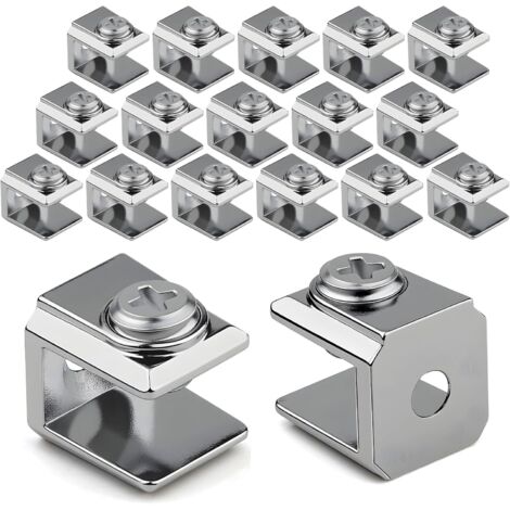 18 Supports Étagère Verre, Réglable Alliage Zinc, Pour Panneau 3-8 Mm, Miroir Acrylique Bureau