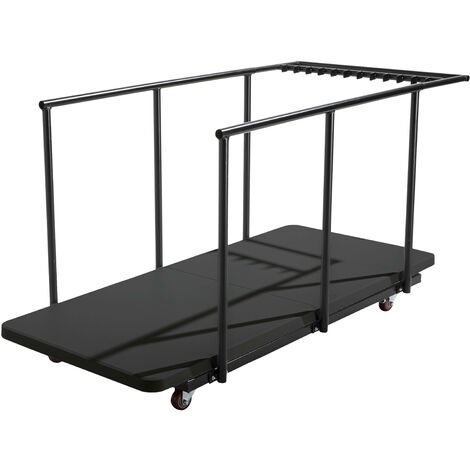 18 tables pliantes noires 180 cm et chariot de transport
