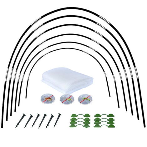 AUTRES 18-teiliges Netz-Gartenreifen-Set, Garten-Gewächshaus-Reifen, wachsende Tunnel-Reifen für Gewächshaus-Tunnel, Gartentunnel-Stützrahmen (2 x 6 m)