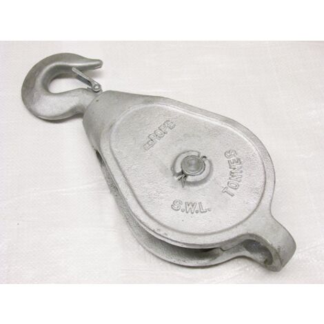 1.8 Ton 10" GMI Single Block With Swivel Hook Galvanised - 32MM Fibre Rope Safety Lifting