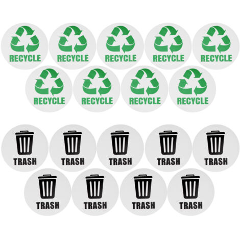 18 wasserfeste, selbstklebende Recycling-Aufkleber für Mülltonnen, Abfalleimer und Container