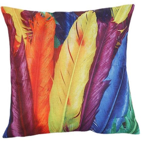 18 x 18 Inch Rainbow Cushion Cover Abstract Crayon Throw Pillow Cover (Colorful) for Sofa, Car, Cushion, Bed - Type C