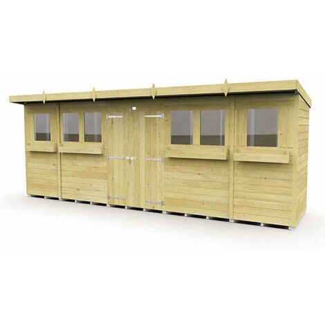 18 x 4 Feet Pent Summer Shed - Wood - L118 x W533 x H201 cm