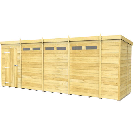 18 x 5 Feet Pent Security Shed - Single Door - Wood - L147 x W533 x H201 cm