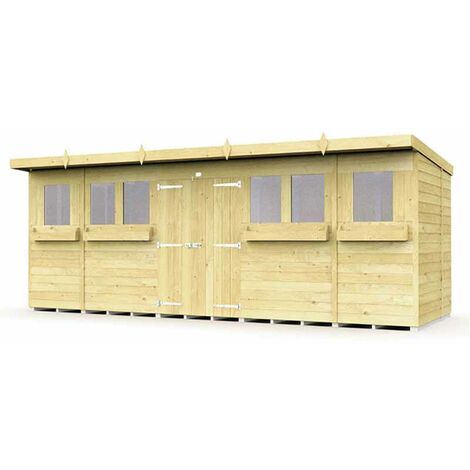 18 x 6 Feet Pent Summer Shed - Wood - L178 x W533 x H201 cm