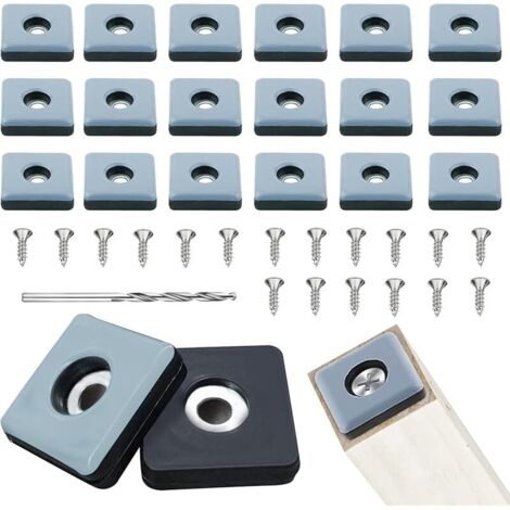 18 X Patins en Téflon PTFE Tampon Chaise 25mm, Tampon Meuble avec Vis, Patin Téflon à Visser Carré pour Bureau pour Bureau Chaise Sol en Bois Carrelage