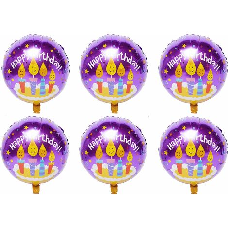18 Zoll Happy Birthday Folienballons Runde Mylar Heliumballon Geburtstagsparty Dekoration Lieferungen Briefballons von 6 Pack