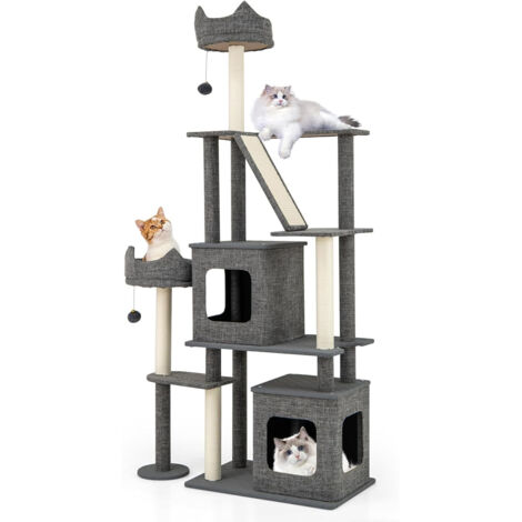 180 cm albero per gatti torre multi livello posti per grattare mobili con 2 condomini rimovibili e palle pendenti