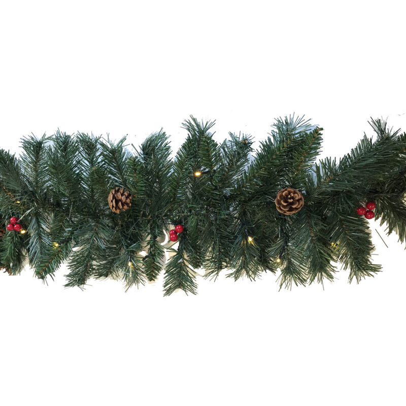 

180 cm. boa navideña con piñas y bolitas rojas 30 Leds ( 00524) - F-bright