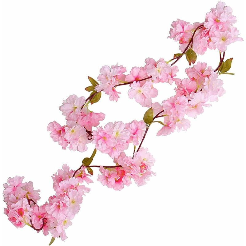 180 cm Fleur De Cerisier,Fleurs Cerisier Artificielles Guirlande Rotin Suspendus De Soie Vigne pour Partie Mariage,Maison Jardin Décoration,Rose