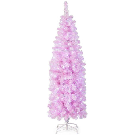 180 cm kunstlicher bleistift weihnachtsbaum mit 250 kaltweien leds schlank christbaum rosa