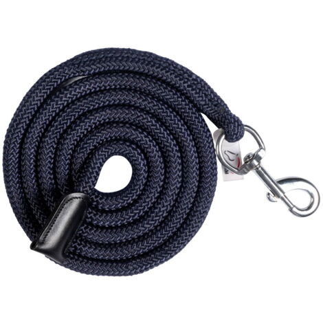 180 cm, Nero: Lunghina per cavalli da 180 cm in nylon rivestita in pelle con moschettone modello Carlotta