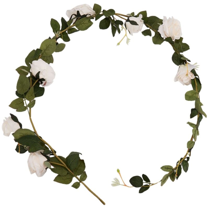 180 cm Rose artificielle Vigne de fleur Decoratif de mariage Vrai contact Fleurs de soie avec des feuilles vertes pour Decoration de guirlandes