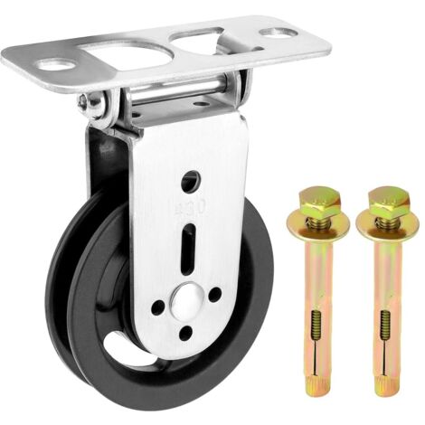 180° drehbare Kabelrolle mit Montagezubehör für Fitnessgeräte, Bodenrad aus Nylon und Edelstahl (Maximale Belastung: 150 kg)