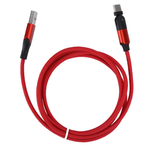 180° drehbares Micro-USB-Typ-C-Ladekabel für Samsung/Xiaomi/Huawei, 1,2 Meter, Rot