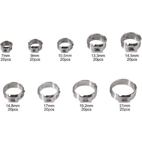 180 fascette stringitubo a orecchio singolo – Acciaio inox 304 – Tenuta a 360° – Fascetta da 24 cm con apertura da 23 mm