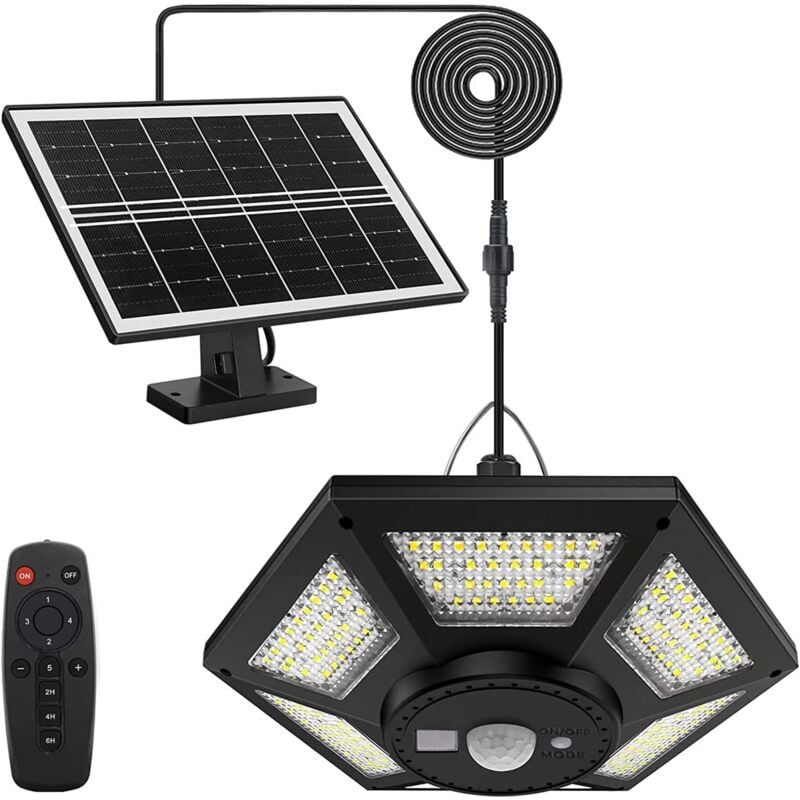 180 led Lampe Solaire Intérieur Extérieur 1000LM Lampe Suspendue, Lumiere Solaire Exterieur,5 Modes Kit Eclairage avec Télécommande IP65 étanche pour