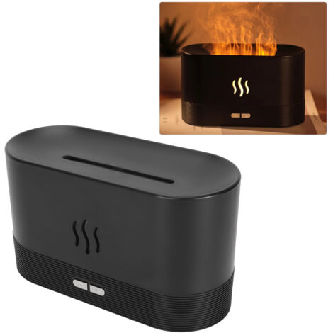 180-ml-Ultraschall-Luftbefeuchter mit Flammeneffekt, USB-Anschluss, feine Vernebelung, für ätherische Öle, geeignet für Schlafzimmer oder Büro, Material: ABS, PP, PCBA, Schwarz