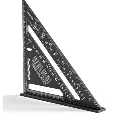 180 mm Equerre Menuisier, Aluminium Regle, équerres de charpentier triangulaire épaissi à 45 90 Degres, haute précision mesure outillage, pour charpentier, couvreur, ingénieur