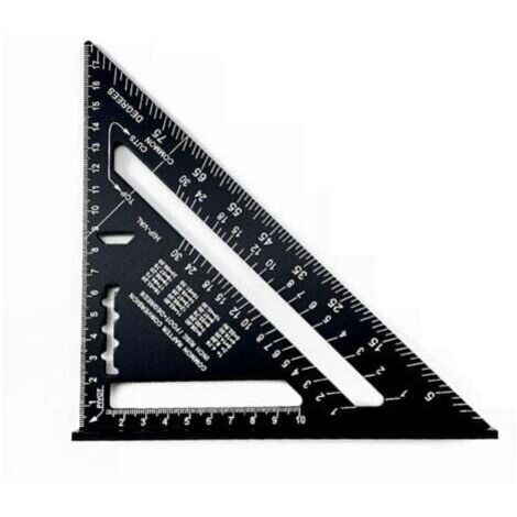 180 mm Equerre Menuisier,Rapporteur d'Angle de Triangle Alliage d'Aluminium，équerres de charpentier triangulaire épaissi à 45 90 Degres, Haute Pr